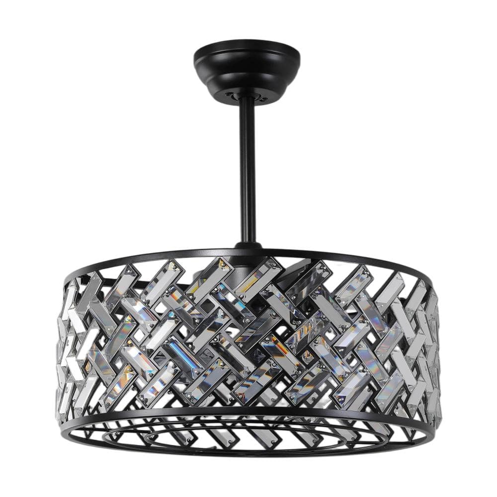 20 In. Modern Style Black Crystal Pendant Ceiling Fan With Light Kit And Remote Control, Suitable For Living Room price history on PriceWatchPro