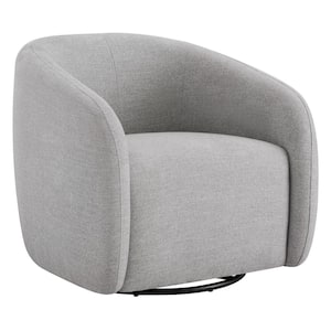 Harper Grey Fabric Swivel Accent Chair with Curved Back Modern Upholstered Armchair for Living Room or Bedroom