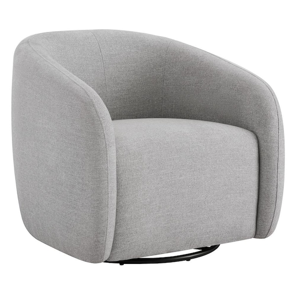 Spruce & Spring Harper Grey Fabric Swivel Accent Chair with Curved Back Modern Upholstered Armchair for Living Room or Bedroom