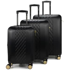 Diamond 3-Piece Black Expandable Luggage Set