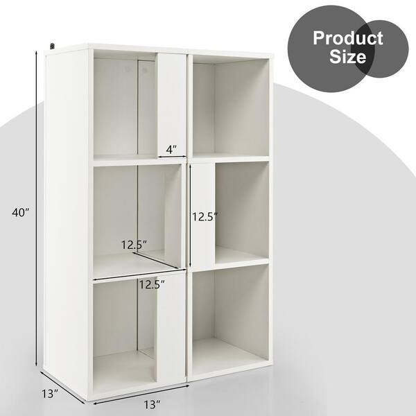Costway 13 in. Wide x 39.5 in. H White 2 Pieces 3-tier Wood