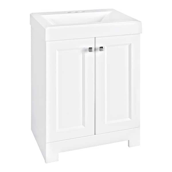 Shaila 24.5 in. W x 16.25 in. D x 35.06 in. H Single Sink Bath Vanity in White with White Cultured Marble Top