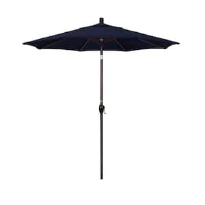 7-1/2 ft. Aluminum Push Tilt Patio Market Umbrella in Navy Blue Olefin