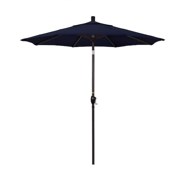 California Umbrella 7-1/2 ft. Aluminum Push Tilt Patio Market Umbrella in Navy Blue Olefin