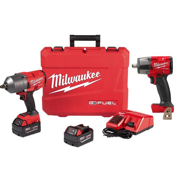 Milwaukee M18 Fuel 18V Lithium-Ion Brushless Cordless 1/2 in. Impact Wrench Friction Ring Kit with Mid Torque Impact Wrench