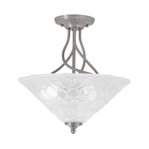 Royale 16 in. Brushed Nickel Semi-Flush with Italian Bubble Glass Shade