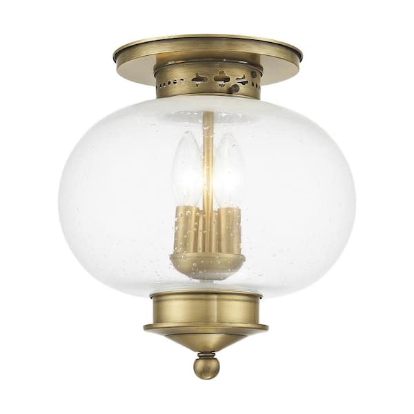 Harbor 3-Light Antique Brass Flush Mount