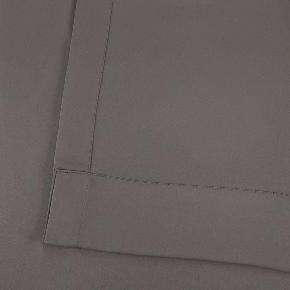Neutral Grey Polyester Blackout Puddle Length Drapes