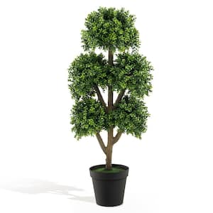 45 in. Green Artificial Boxwood Topiary Ball Tree in Pot, Faux Fake Tree Plant, Indoor and Outdoor