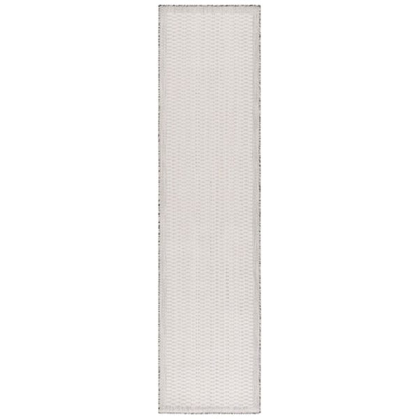 Beach House Ivory/Light Gray 2 ft. x 8 ft. Geometric Border Indoor/Outdoor Runner Rug