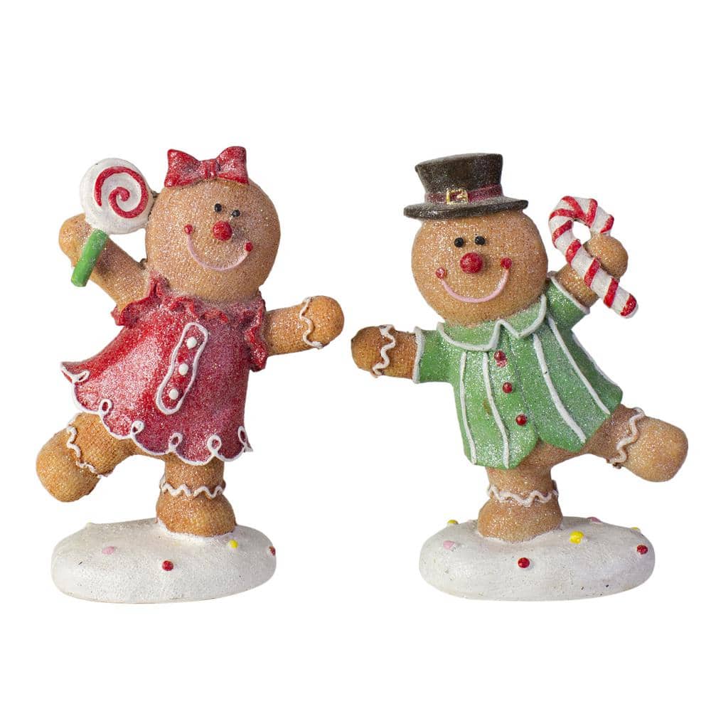 Northlight 6 in. Glitter Dusted Boy and Girl Gingerbread Kids Tabletop