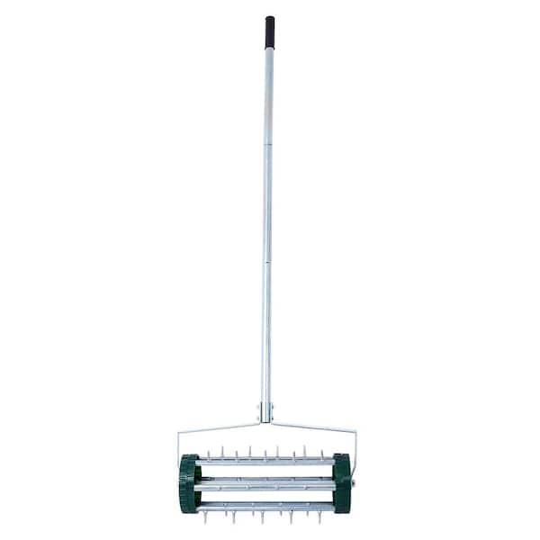 Unbranded 58 in. Heavy-Duty Spike Lawn Aerator, Garden Yard Rotary Push Lawn Aeration with Steel Handle for Garden, Green