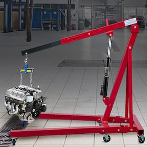 3-Tons 6600 lbs. Black Hydraulic Long Ram Jack Manual Cherry Picker with Single Piston Pump, Clevis Base and Handle