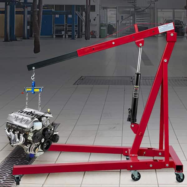 3-Tons 6600 lbs. Black Hydraulic Long Ram Jack Manual Cherry Picker with Single Piston Pump, Clevis Base and Handle