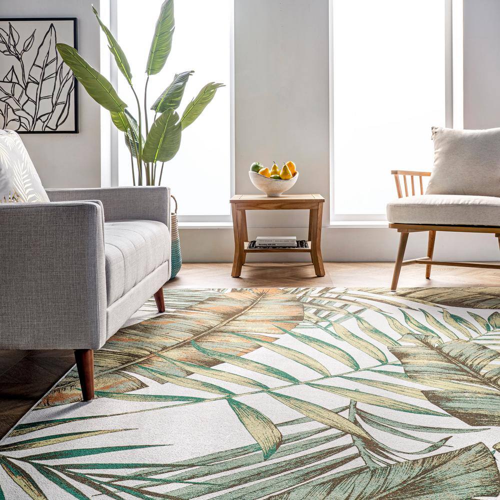 Eco-Friendly Olive Leaf 6' x 9' Synthetic Reversible Area Rug