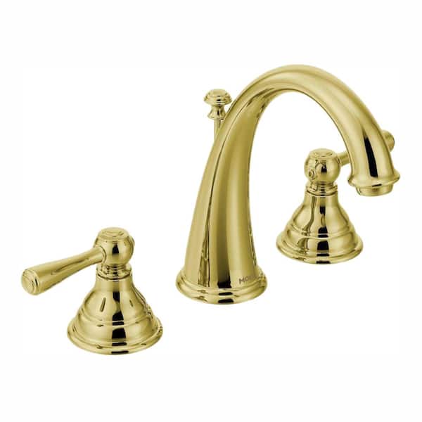 MOEN Kingsley 8 in. Widespread 2-Handle High-Arc Bathroom Faucet Trim Kit in Polished Brass (Valve Not Included)