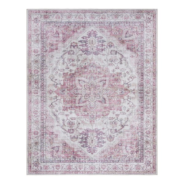 Gertmenian Soha Pink 6 ft. x 9 ft. Crystal Print Polyester Digitally Printed Area Rug