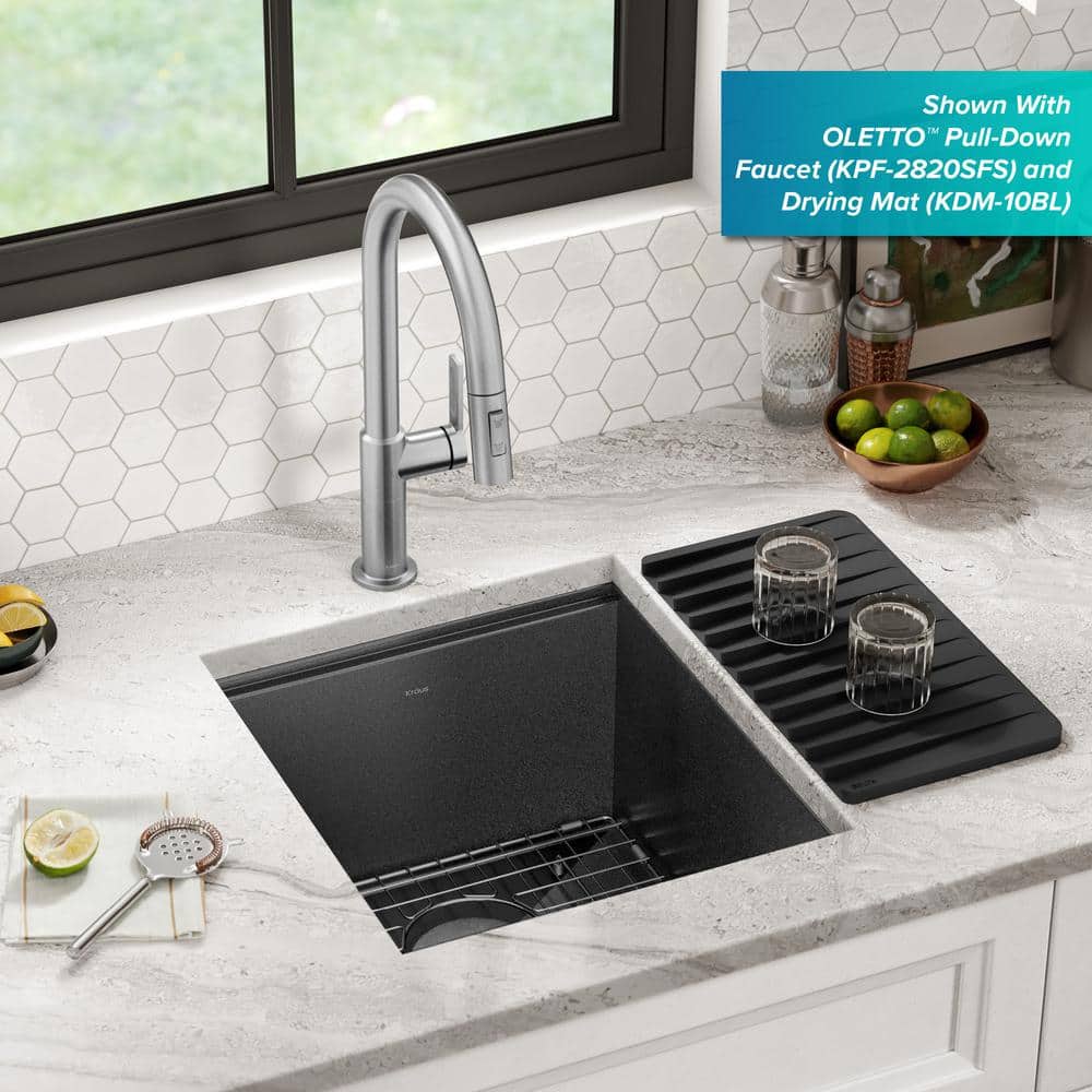 Kore 17" Black Stainless Steel Undermount Workstation Kitchen Sink