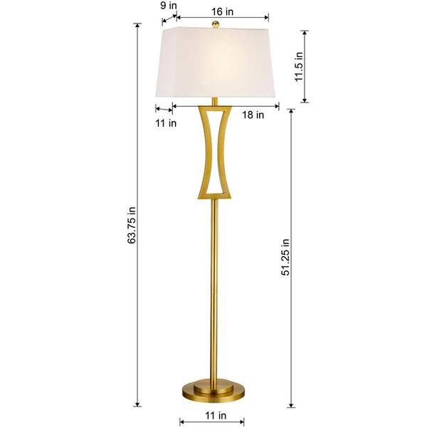 Resultat anbefale Smidighed Maxax Montgomery 63.75 in. Gold Metal Floor Lamp with White Bell Shade  F34-GD - The Home Depot