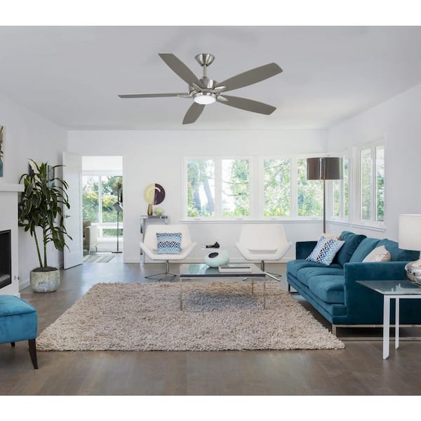 Kelvyn 52 in. Integrated CCT LED Indoor Brushed Nickel Ceiling Fan with Remote