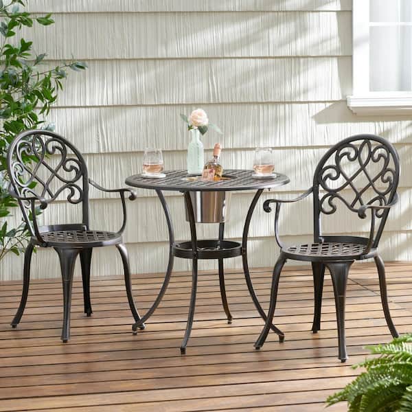 Unbranded 3-Piece Aluminum Outdoor Bistro Set, Patio Furniture Set with Ice Bucket