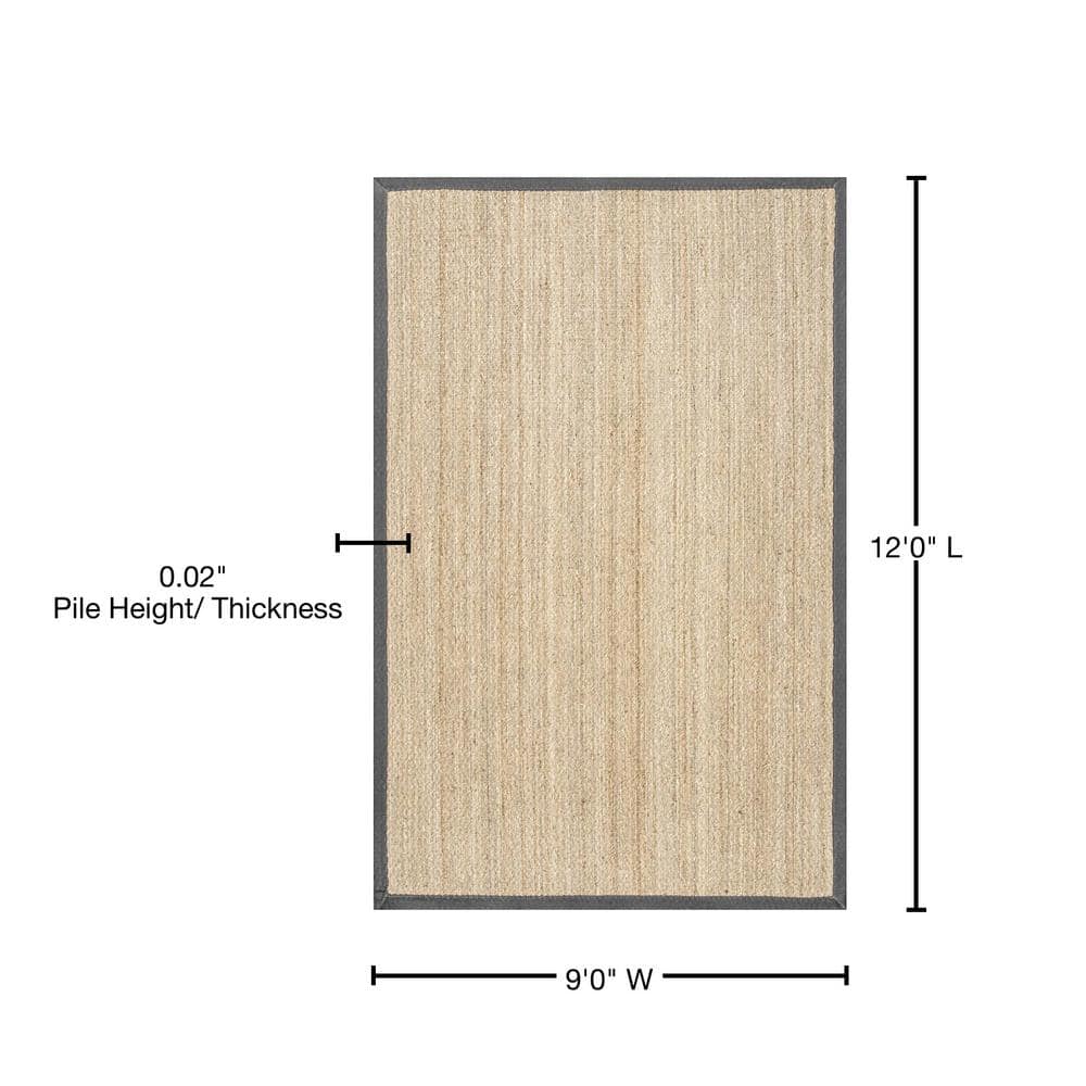 Coastal Farmhouse Dark Gray Seagrass 9' x 12' Area Rug