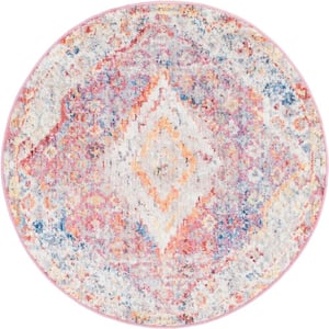 Brighton Dumbo Pink 3 ft. 3 in. x 3 ft. 3 in. Round Rug