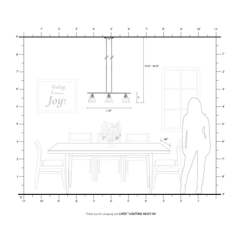 Montgomery 3-Light Black Hand Blown Glass Linear Chandelier