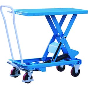 Industrial Grade Heavy Duty TA70 Manual Scissor Lift Table Cart 1543 lbs. Cap., 20.5 in. x 39.7 in. Swivel Rear Casters