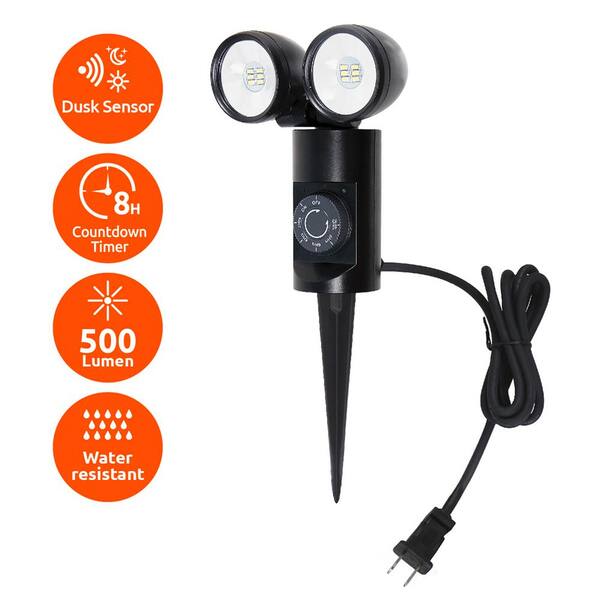LINK2HOME Link2Home 480-Lumen 6-Watt Black Low Voltage Plug-in LED Landscape Flood Light