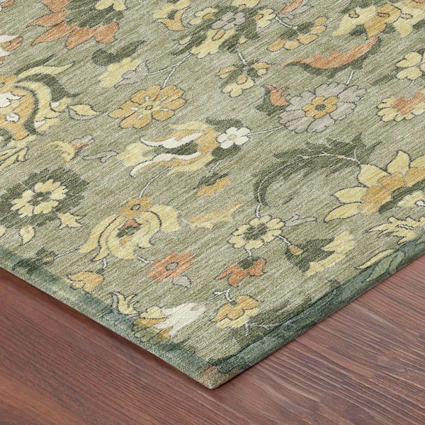 Chantille Machine Washable Indoor/Outdoor Abstract ACN2473 Sage 2 ft. x 7 ft. Runner Rug