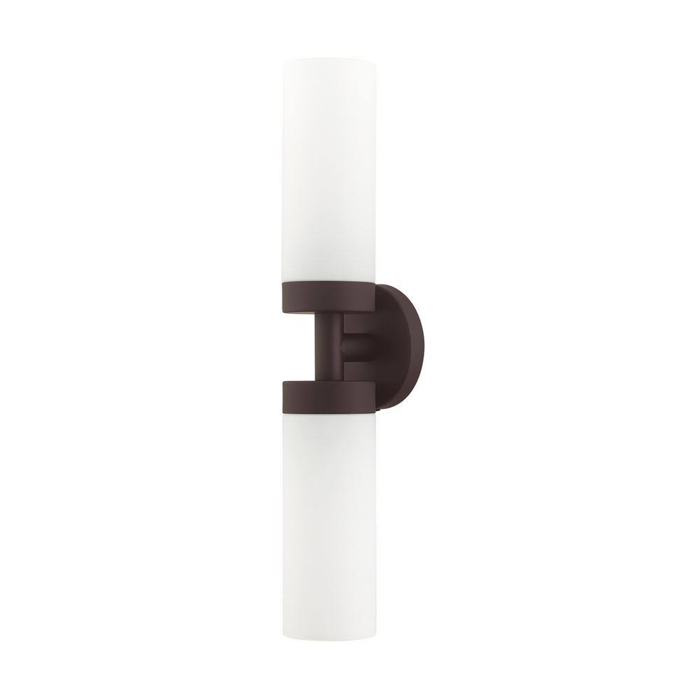 Aero Contemporary 2-Light Bronze Vanity with Satin Opal White Glass