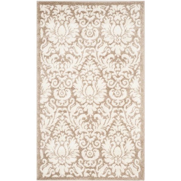 SAFAVIEH Amherst Wheat/Beige Doormat 3 ft. x 5 ft. Border Floral Geometric Area Rug