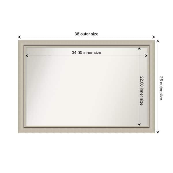 Amanti Art Romano Silver Narrow 37.75 in. x 25.75 in. Custom Non-Beveled Wood Framed Bathroom Vanity Wall Mirror