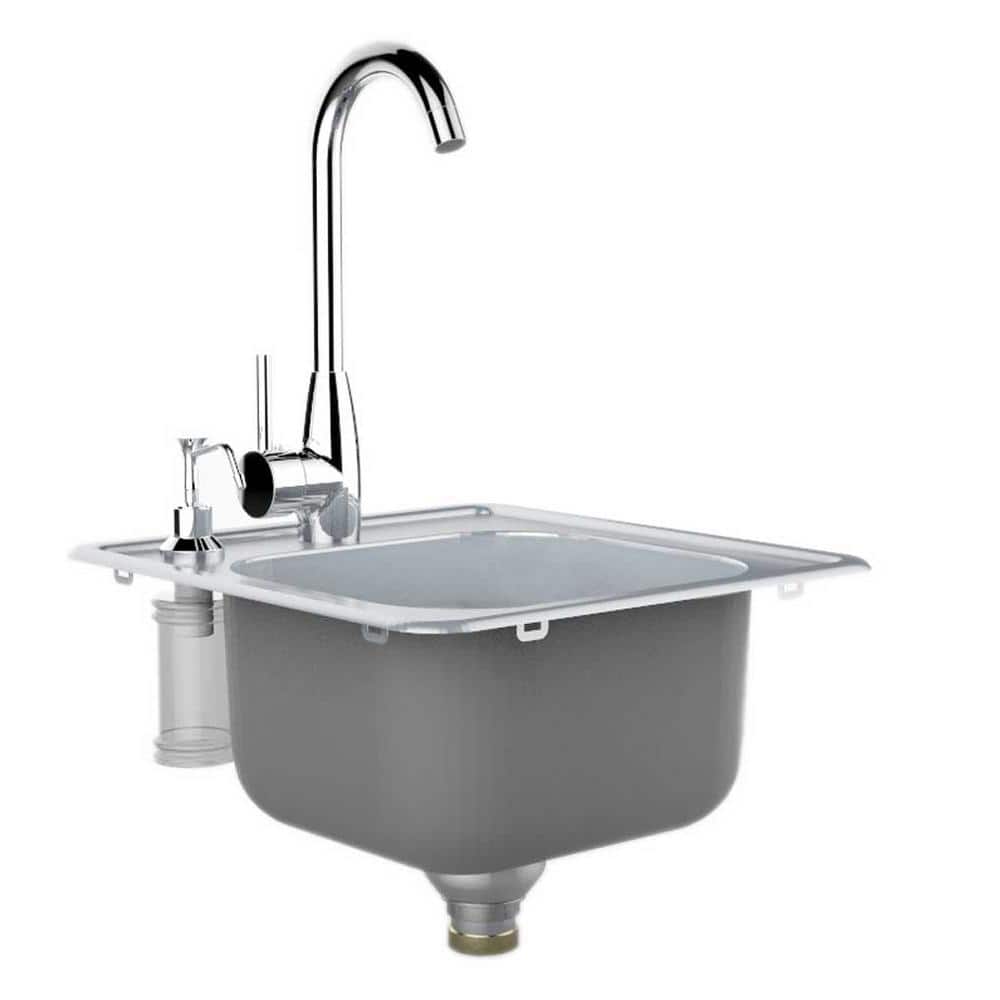 17'' Brushed Stainless Steel Drop-In Outdoor Kitchen Sink