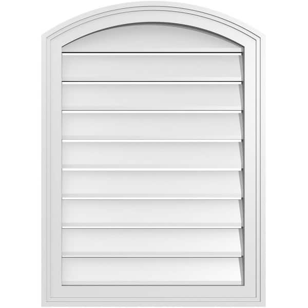 Ekena Millwork 22 in. x 28 in. Arch Top Surface Mount PVC Gable Vent: Decorative with Brickmould Frame
