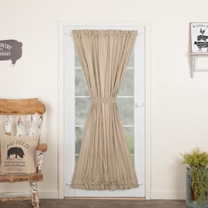 Sawyer Mill Ticking Stripe 40 in. W x 72 in. L Light Filtering Rod Pocket French Door Window Panel in Creme Charcoal