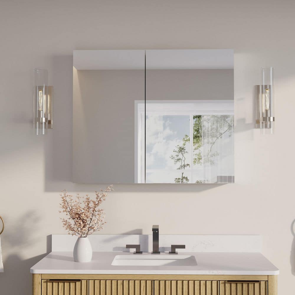 36 in. W x 30 in. H Rectangular Recess/Surface Mount Medicine Cabinet with Mirror, 2 Soft Close Door, Left or Right Open price history on PriceWatchPro