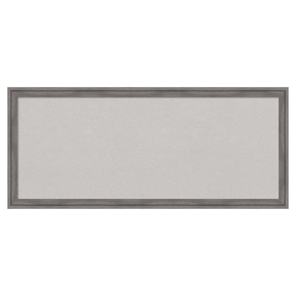 Amanti Art Florence Grey Framed Grey Corkboard 32 in. x 14 in Bulletin ...