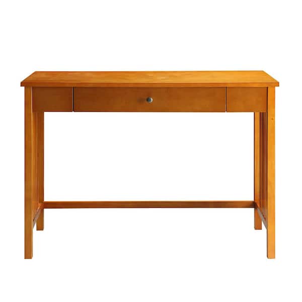 USL 42 in. Rectangular Oak 1 Drawer Writing Desk with Adjustable Height Feature