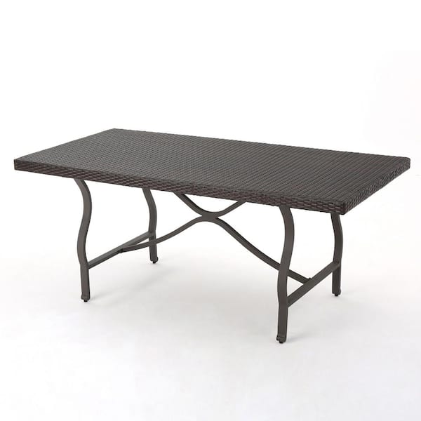 Miscool Anky Antique Brown Rectangular Wicker 30 in. H Outdoor Dining Table