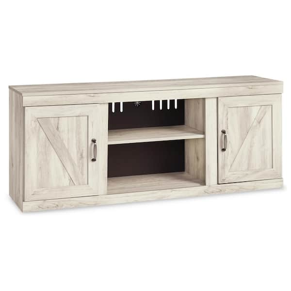 Signature DESIGN BY ASHLEY Bellaby White TV Stand Fits TV's up to 69 in. with Shelf