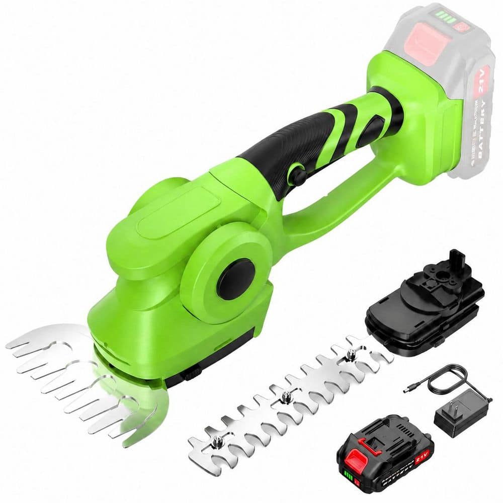 13.18 in Cordless Hedge Trimmer with Dual Blades, 8.66 in Blade Length, Lightweight Green for Shrubs and Bushes