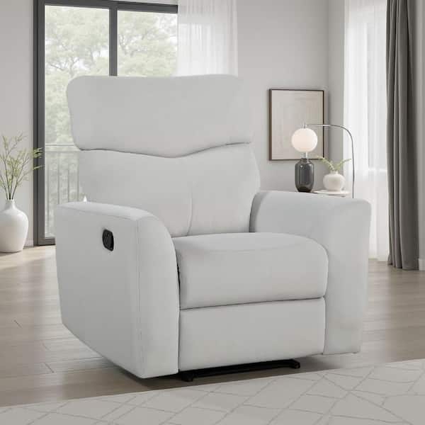 Gray Velvet Standard Recliner with Padded Seat