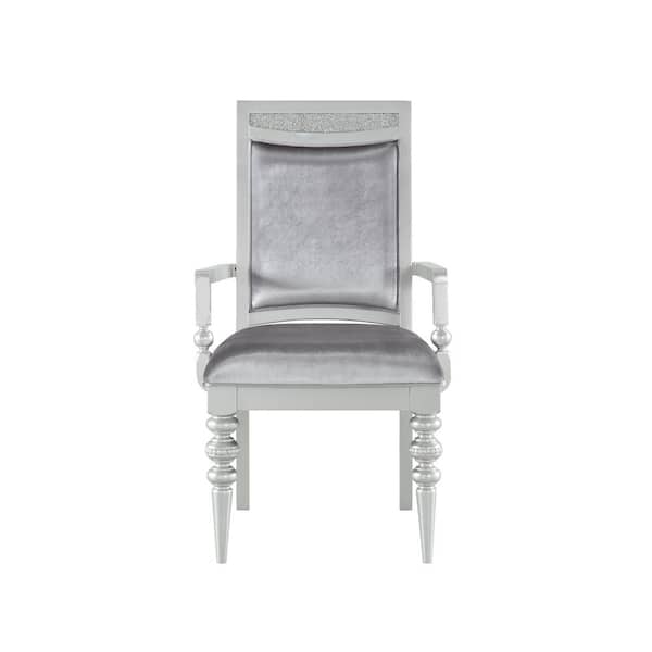 Acme Furniture Fabric and Platinum Maverick Arm Chair (Set of 2)