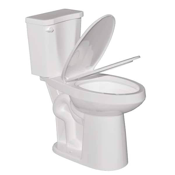 HOMLYLINK 19 in. Tall 2-Piece Toilet 1.28 GPF Single Flush Elongated Toilet in White Map Flush 1000g with Soft-Close Seat
