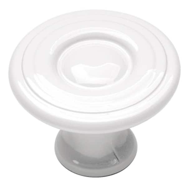HICKORY HARDWARE Conquest 1-1/8 in. White Cabinet Knob