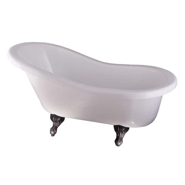 Unbranded 5 ft. Acrylic Ball and Claw Feet Slipper Tub in White
