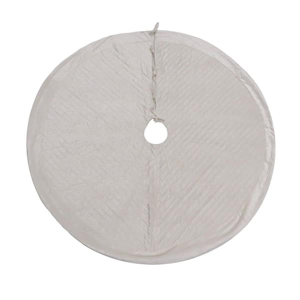 60 in. HGTV Home Collection Quilted Velvet Tree Skirt Ivory
