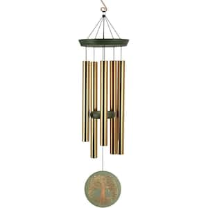 Wind Chimes Outdoor Deep Tone, Large Memorial Wind chimes for Loss of Loved One Engrave Tree of Life Hanging Decor, Gold